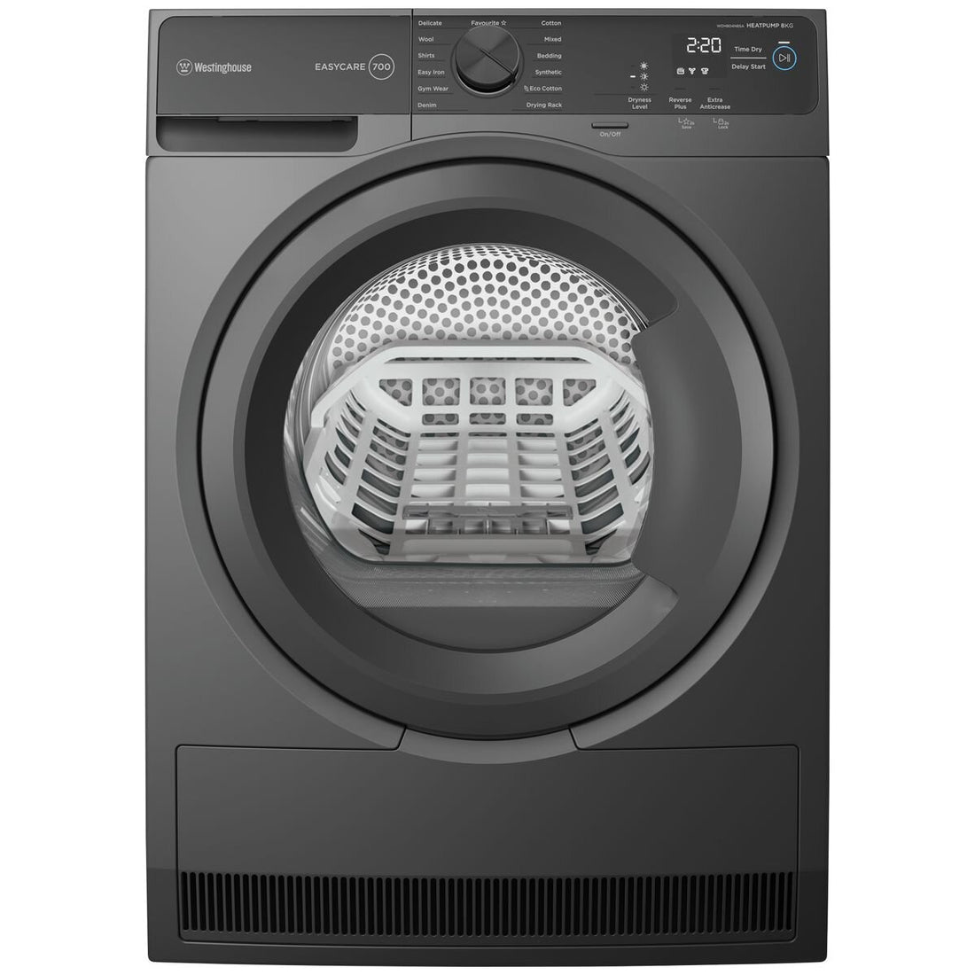 Westinghouse 8kg EasyCare 700 Series Heat Pump Metallic Grey WDH804N8SA