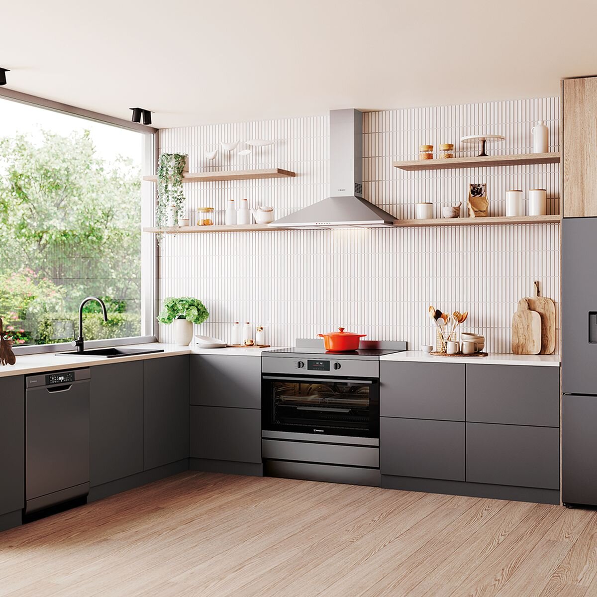 Westinghouse 60cm Dark Stainless Steel Auto Door -Steam Underbench Dishwasher WSU6608KXB