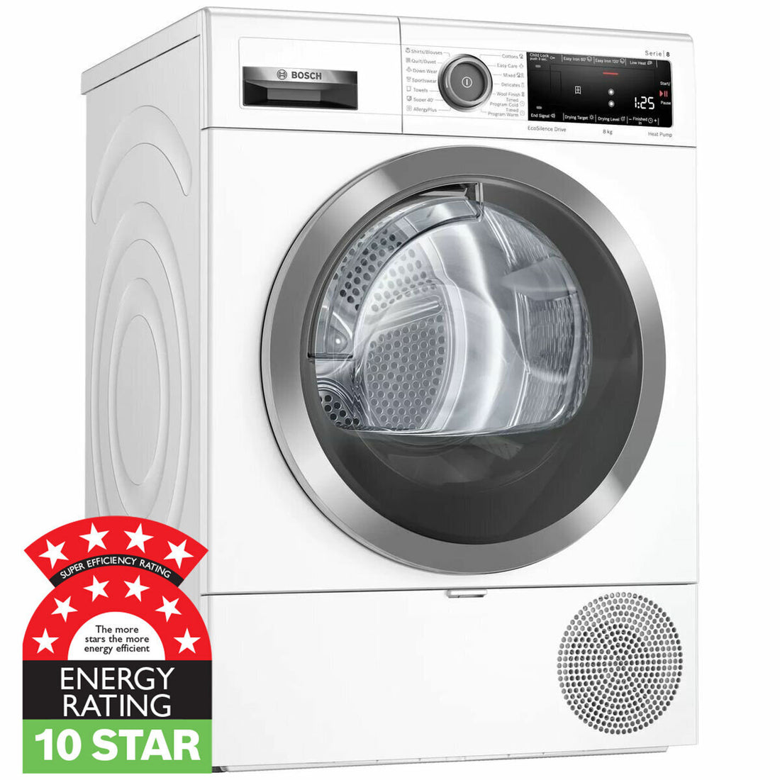 Bosch Series 8 8kg Heat Pump Dryer WTX88M20AU (Factory Clearance)