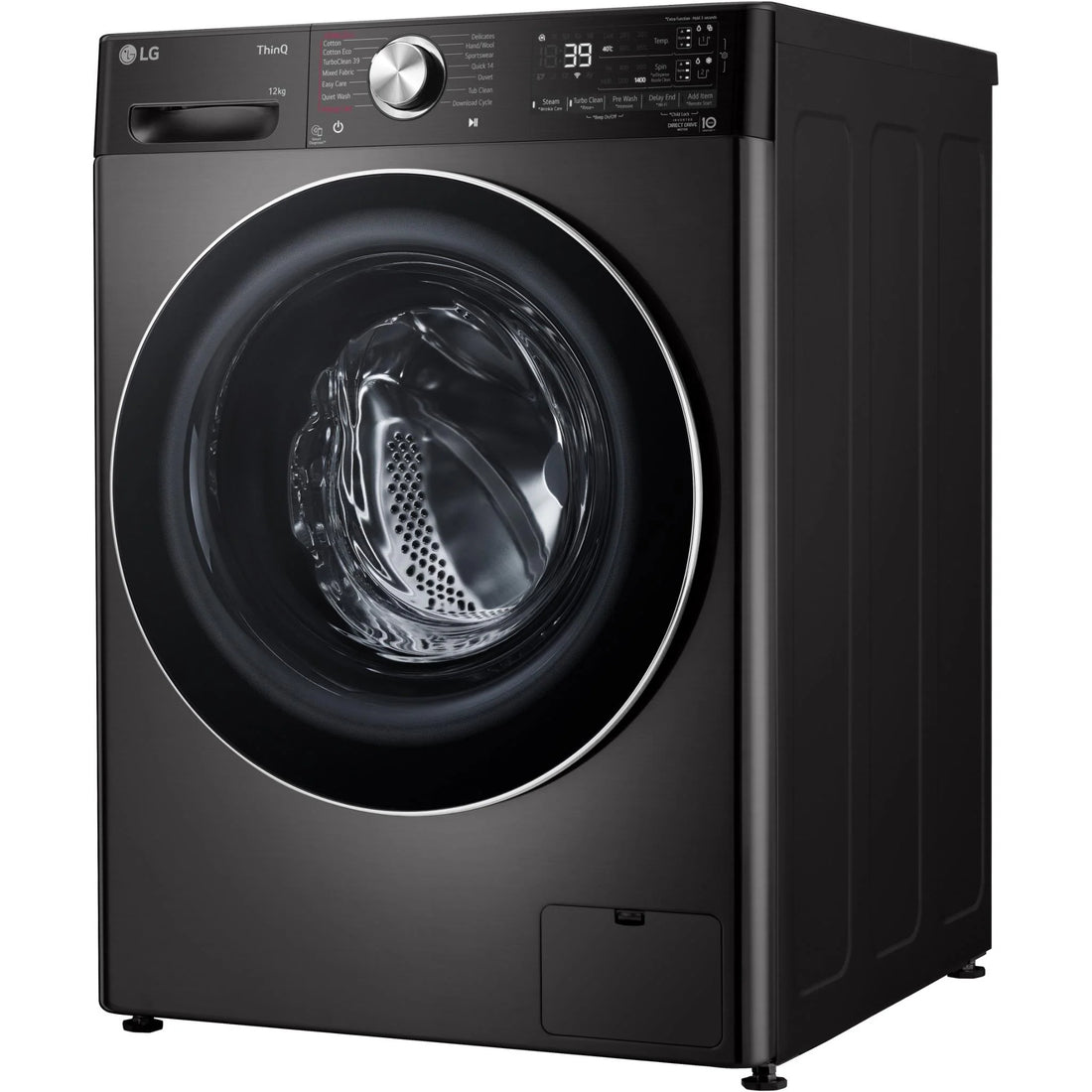 LG Series 10 12kg Autodose Front Load Washing Machine Black Steel WV10-1412B