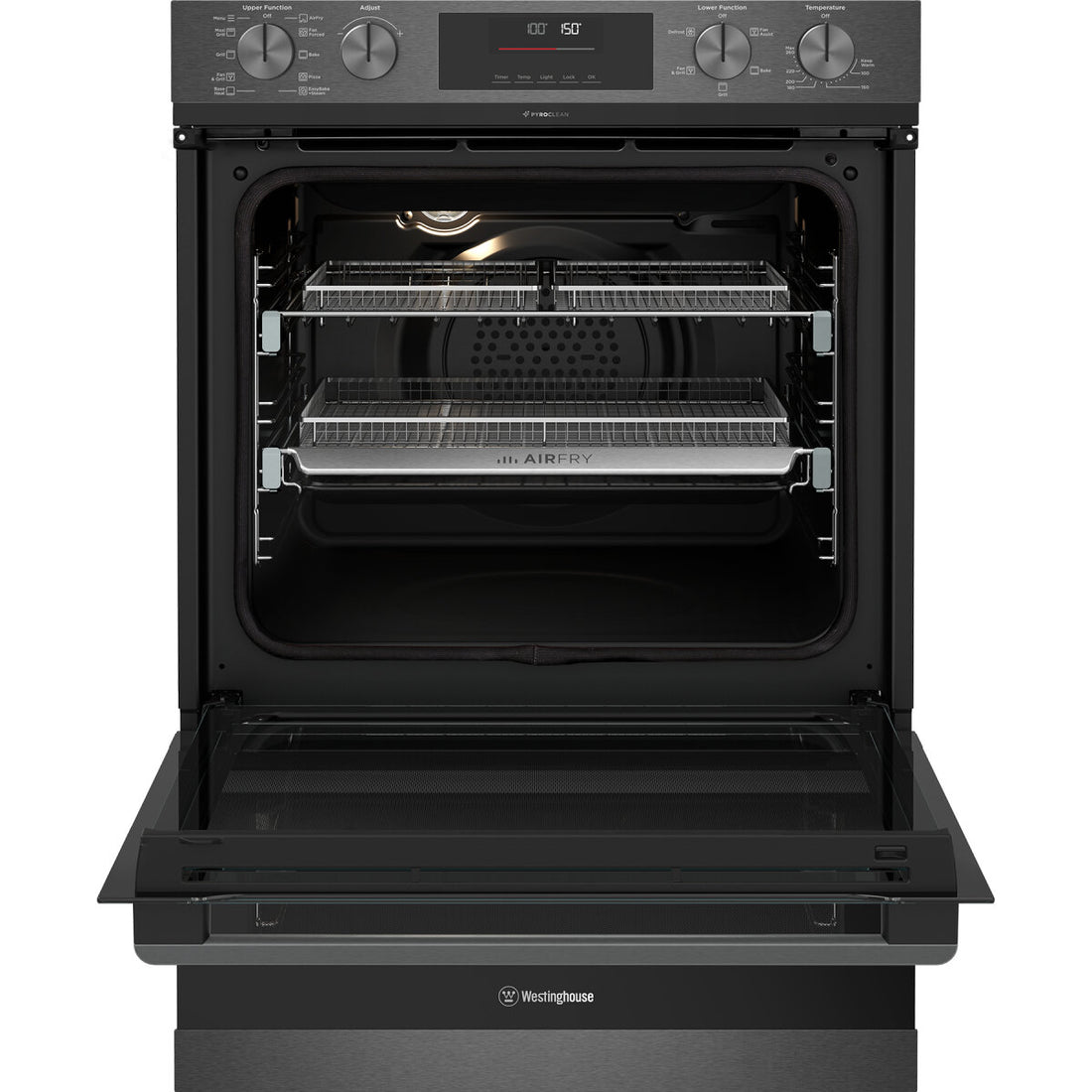 Westinghouse 60cm Multi-Function Pyrolytic Double Oven and SteamBake Dark Stainless Steel WVEP6727DD