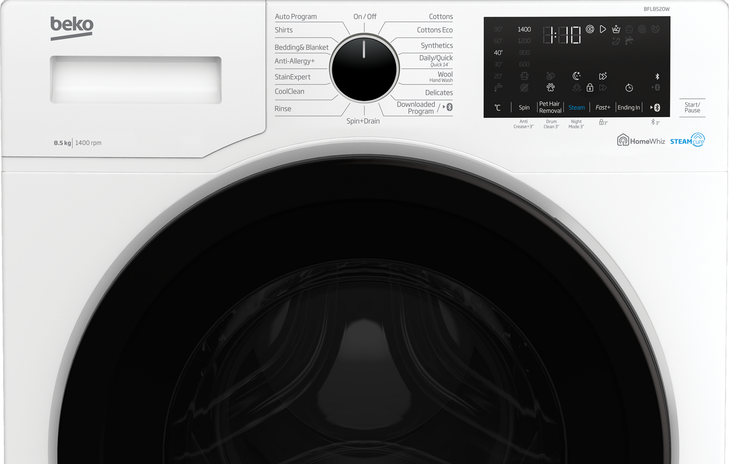Beko 8.5kg SteamCure Front Load Washing Machine with Bluetooth BFL8520W