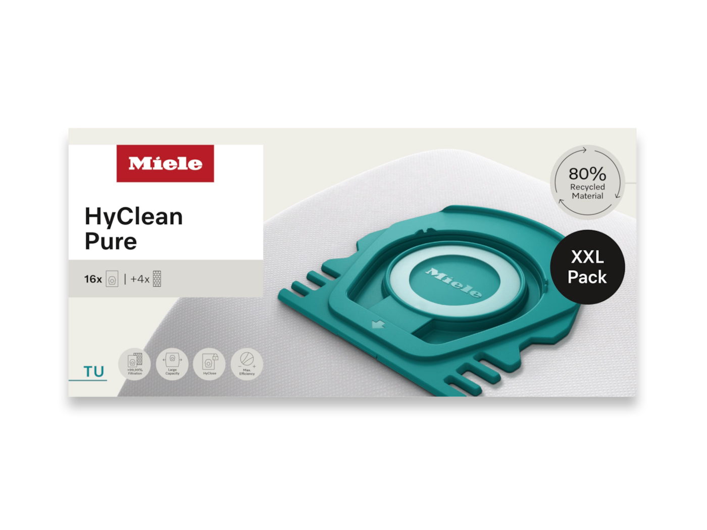 Miele HyClean Pure TU Vacuum Cleaner Bags XXL (16 Pack + 4 Filters) 12695210