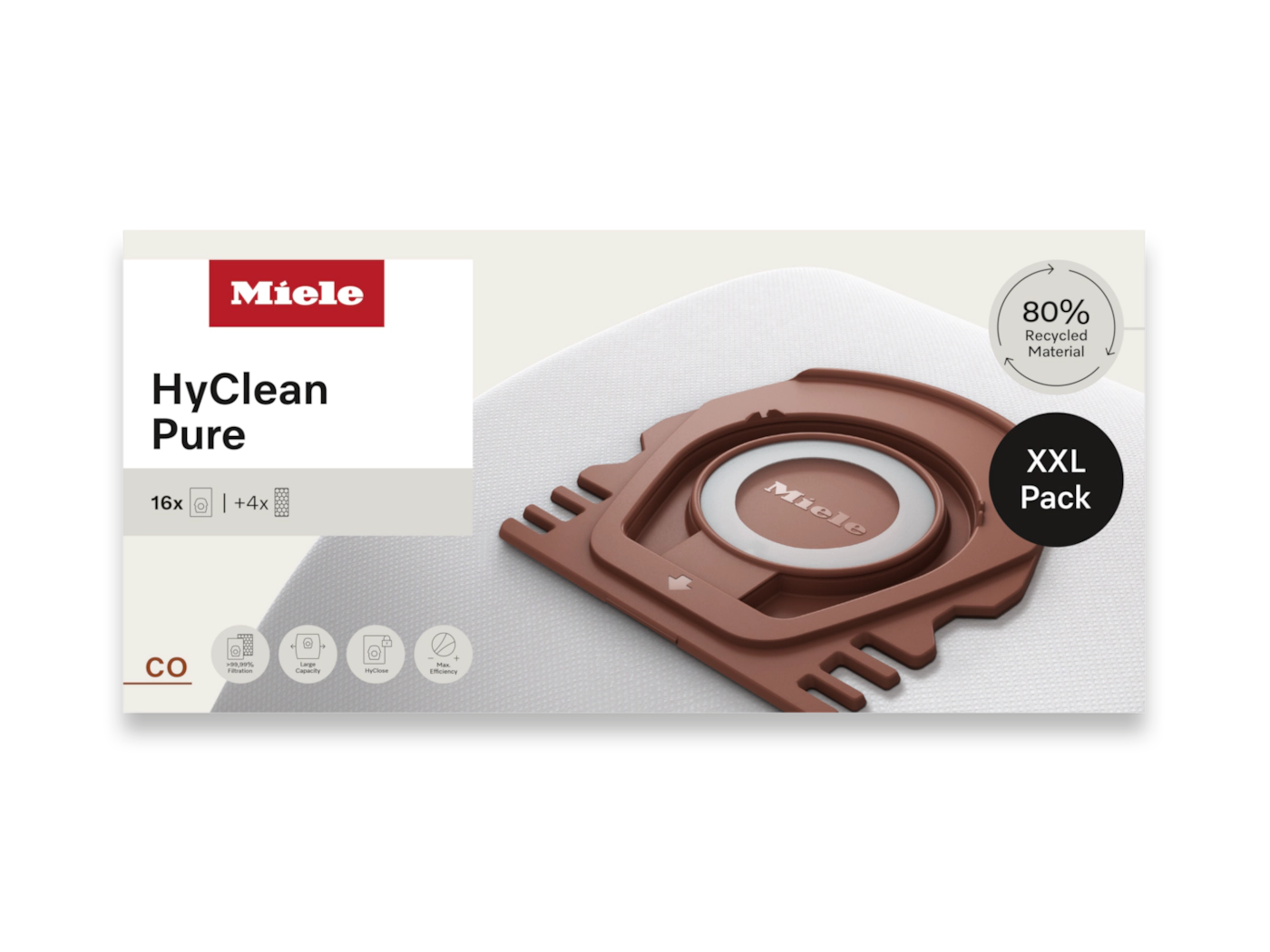 Miele HyClean Pure CO Vacuum Cleaner Bags XXL (16 Pack + 4 Filters) 12695230