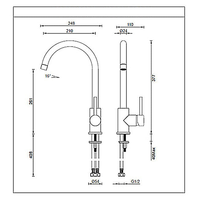 Gareth Ashton Lucia Kitchen Mixer Tap Brushed Brass 3K4-BB