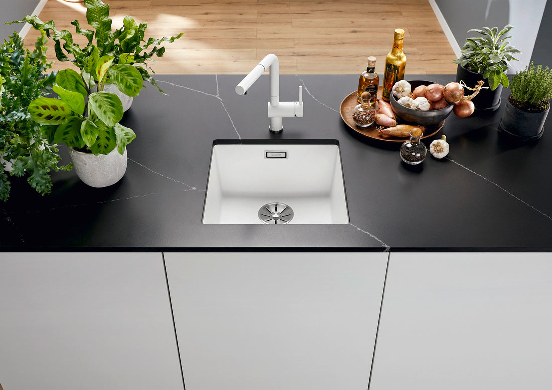 Blanco Subline Single Bowl Sink & LINUS-S Pull-Out Mixer White SUBLINE400UWK5 + LINUSSW