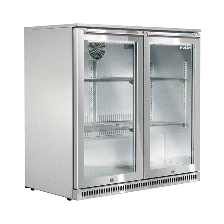 Husky 190L Anti-Condensation Glass Door Alfresco Drinks Chiller in S/Steel ALF-C2-840