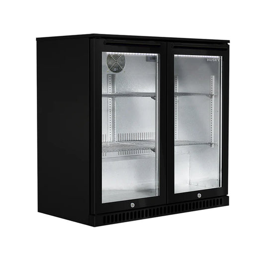 Husky 190L Anti-Condensation Glass Door Alfresco Drinks Chiller Black ALF-C2-BLK-840