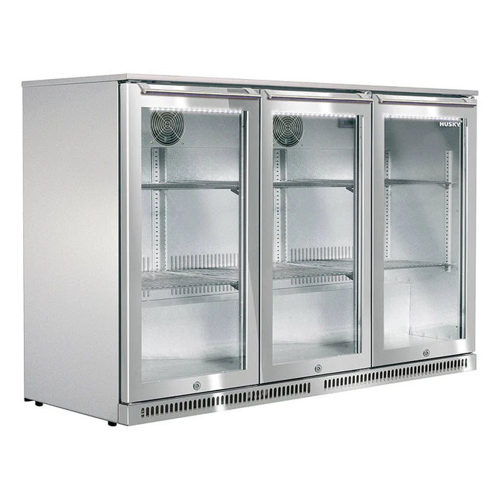 Husky 307L Anti-Condensation Glass Door Alfresco Drinks Chiller in S/Steel ALF-C3-840