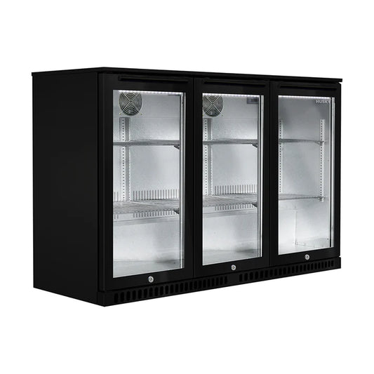 Husky 307L Anti-Condensation Glass Door Alfresco Drinks Chiller Black ALF-C3-BLK-840