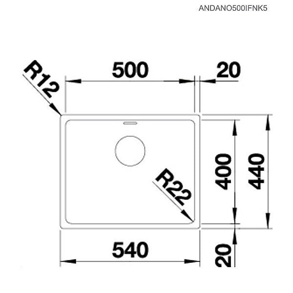 Blanco Topmount Sink with Overflow ANDANO500IFNK5