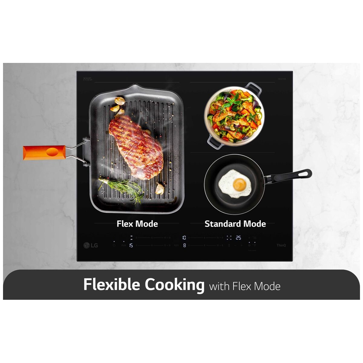 LG 60cm Series 7 Induction Cooktop 4 Zone with 2 Flexi Zones BCI607B4BG
