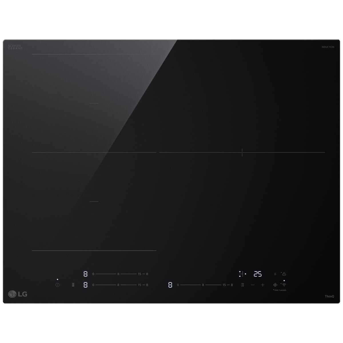 LG 60cm Series 7 Induction Cooktop 3 Zone with Flexi Zone BCI607T3BG