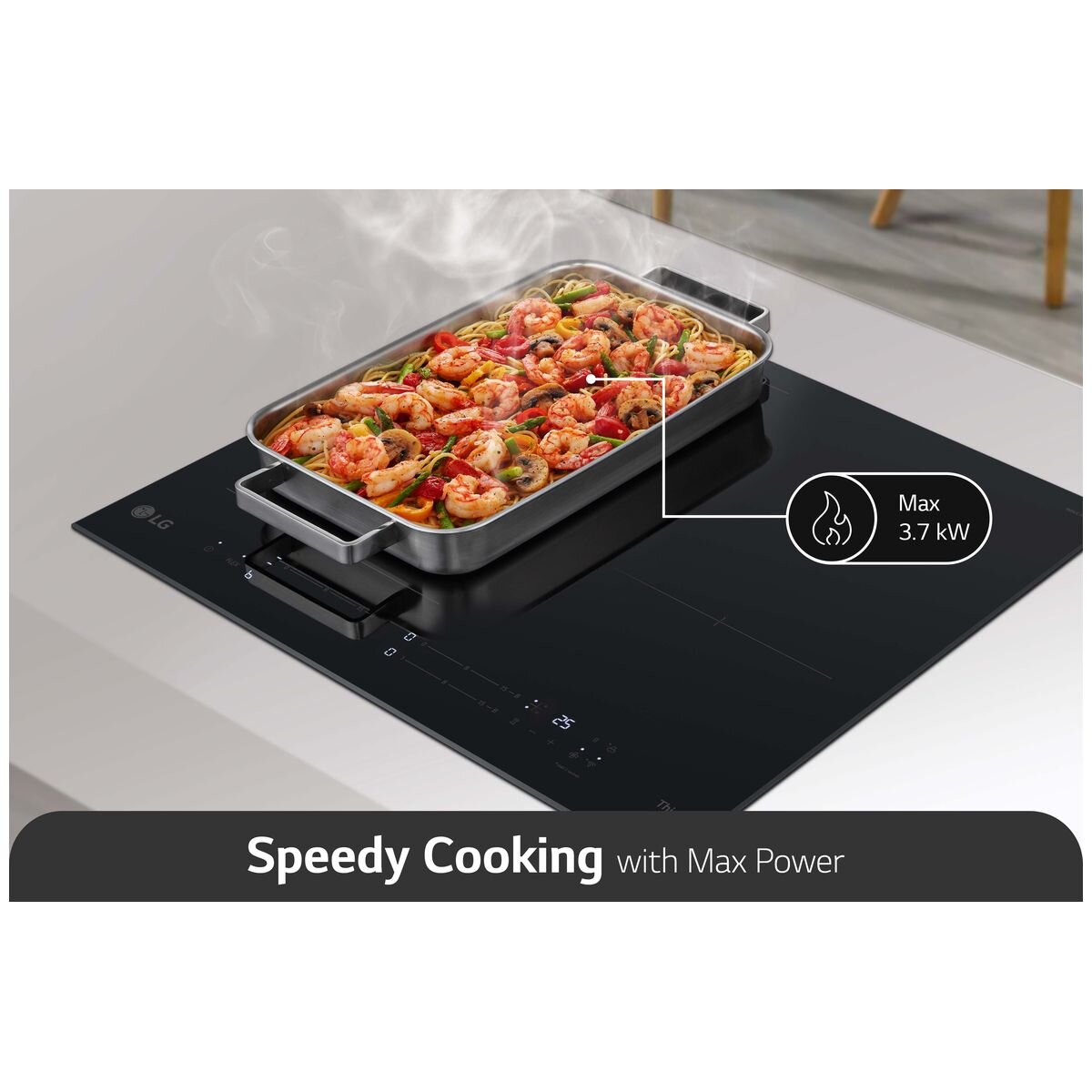 LG 60cm Series 7 Induction Cooktop 4 Zone with Flexi Zone BCI607T4BG