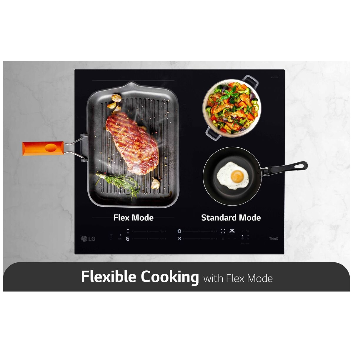 LG 60cm Series 7 Induction Cooktop 4 Zone with Flexi Zone BCI607T4BG