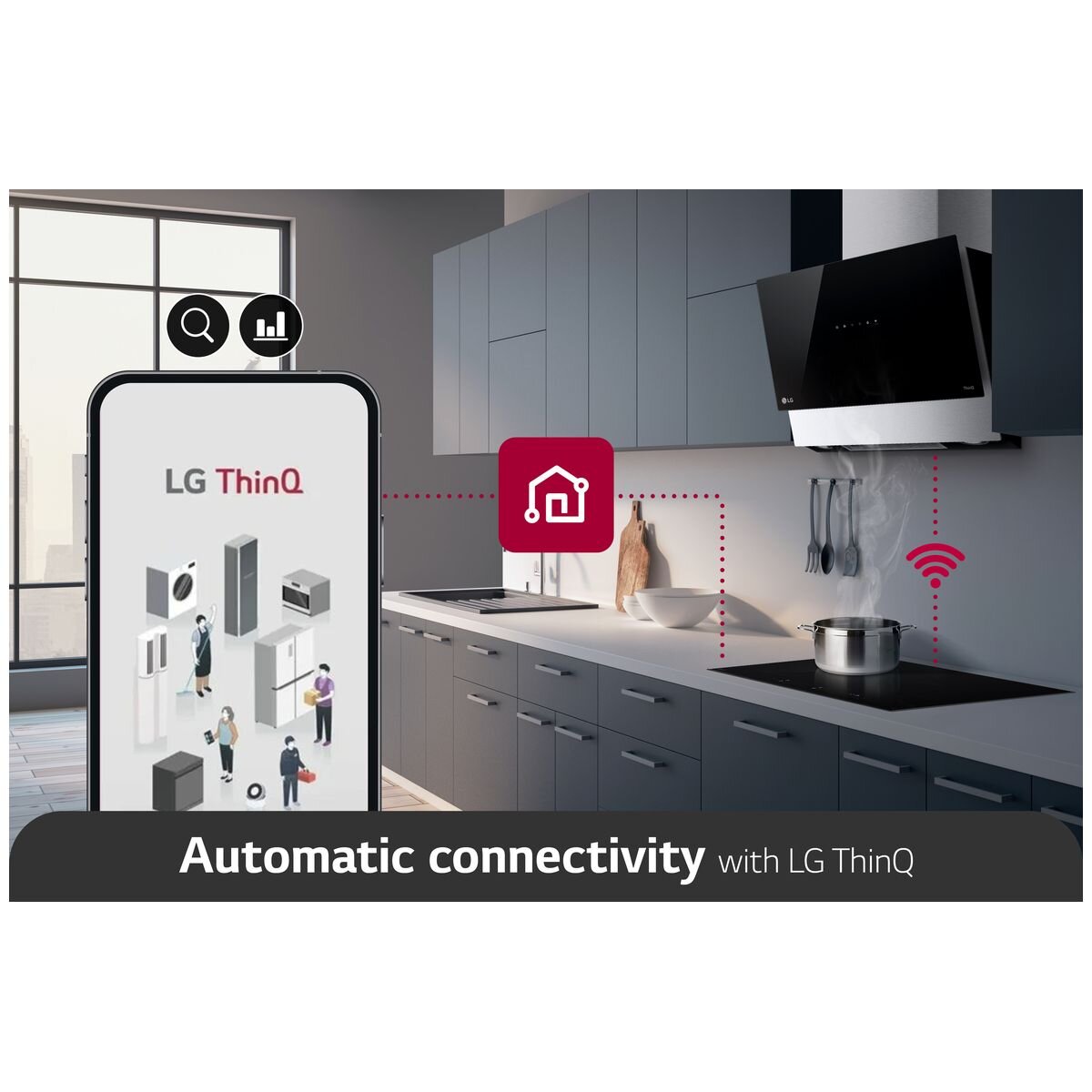 LG 80cm Series 7 Induction Cooktop 4 Zone with 1 Flexi Zone BCI807T4BG