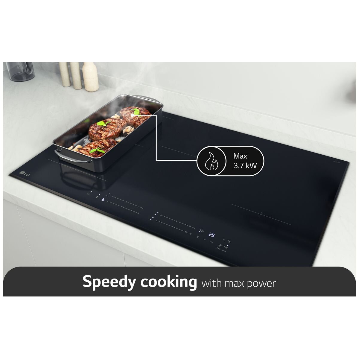 LG 80cm Series 7 Induction Cooktop 4 Zone with 1 Flexi Zone BCI807T4BG