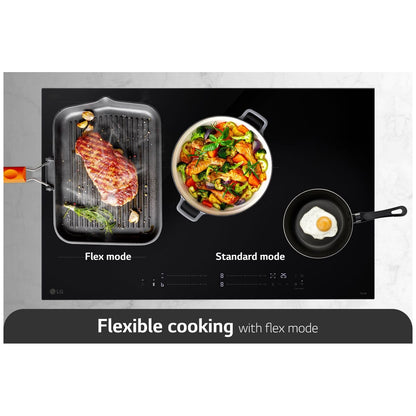 LG 80cm Series 7 Induction Cooktop 4 Zone with 1 Flexi Zone BCI807T4BG