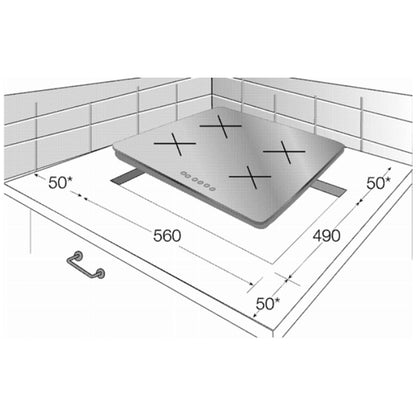 Beko 60cm Vitroceramic 4 Zone Electric Cooktop BCT601CG