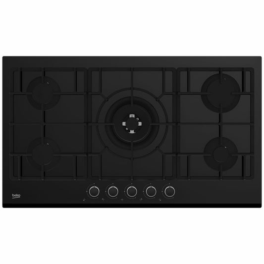 Beko 90cm Black Tempered Glass Gas Cooktop BCT90GG1