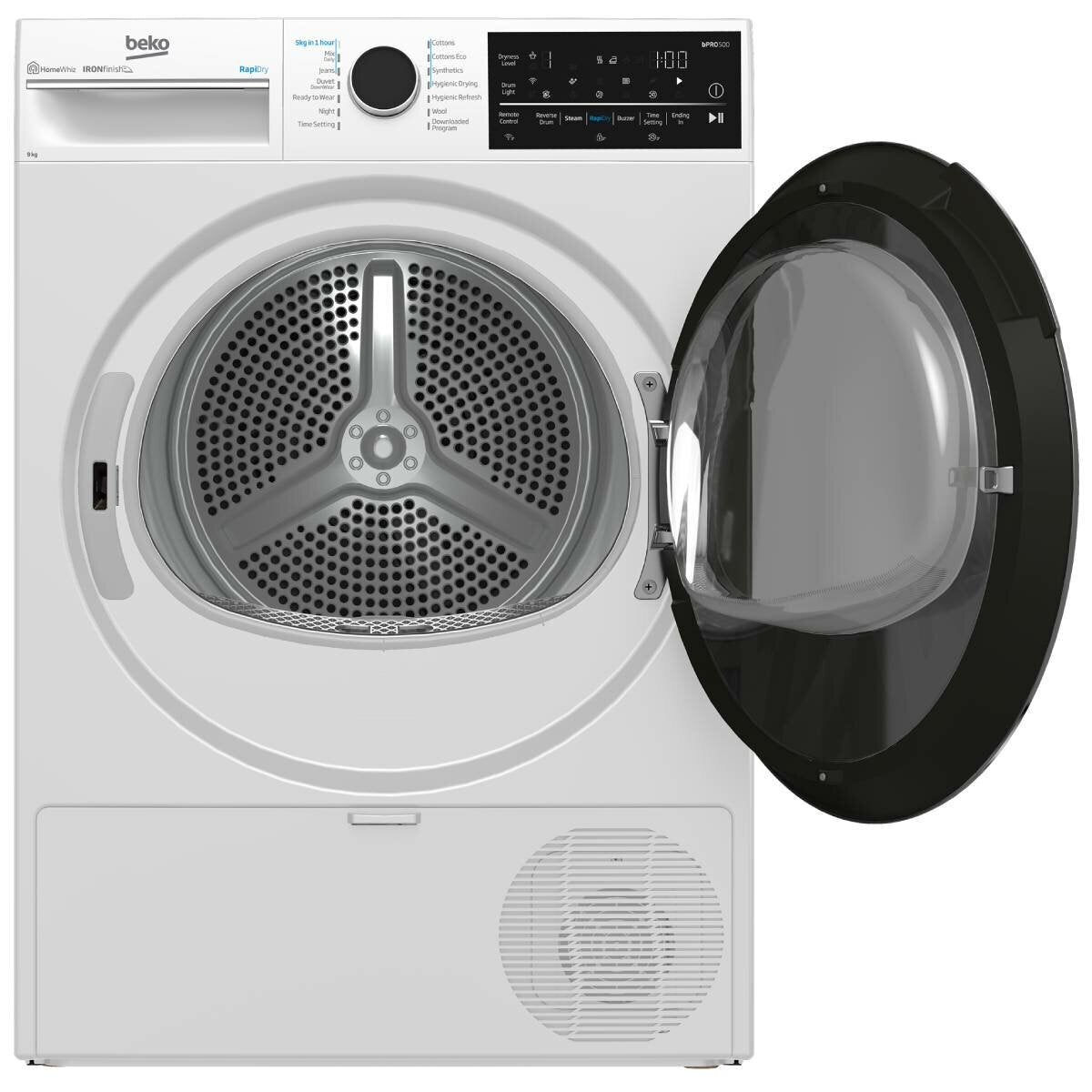 Beko 9KG Sensor Controlled WiFi Connected Hybrid Heat Pump Dryer with Steam BDPB904HW