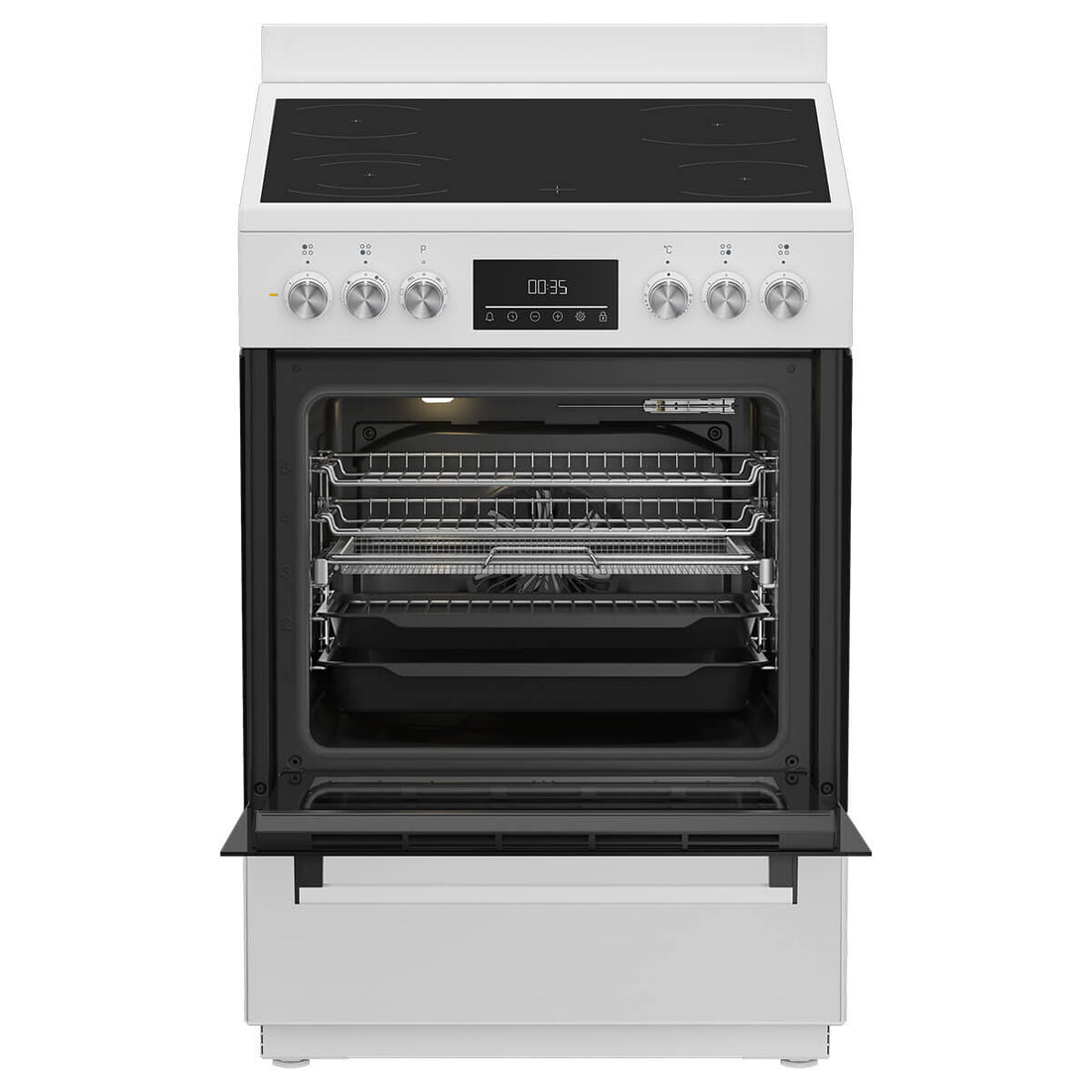 Beko 60cm White Electric Freestanding Oven With Ceramic Cooktop BFCB60VMW
