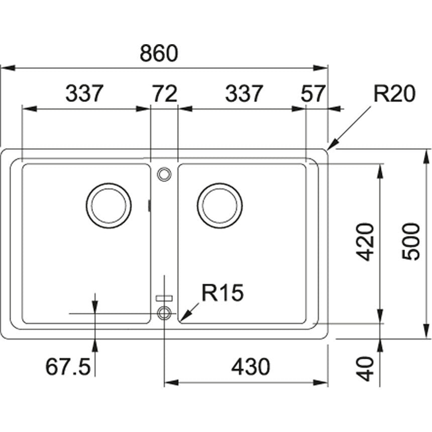 Franke Basis Double Bowl Inset Sink BFG620ONYX