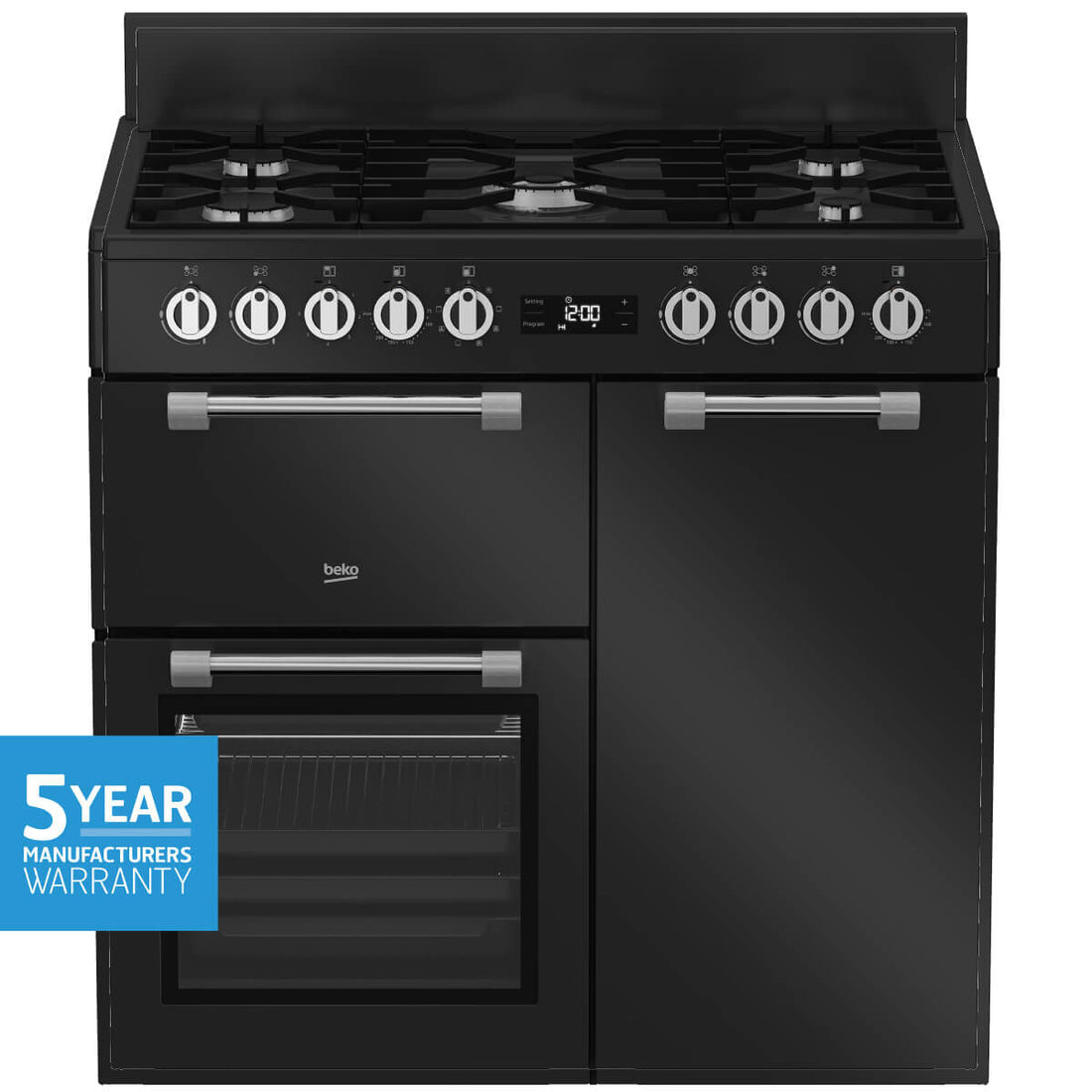 Beko 90cm Multifunction Dual Fuel Anthracite Freestanding Oven/Stove BRC916GMAN