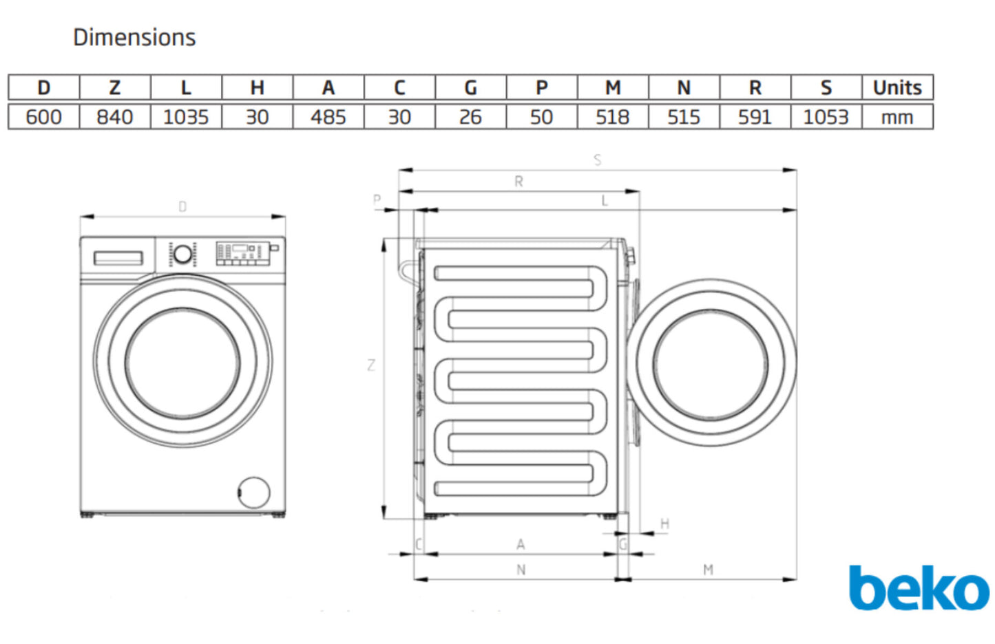 Beko 7.5kg/4 kg Washer Dryer Combo with SteamCure BWD7541W