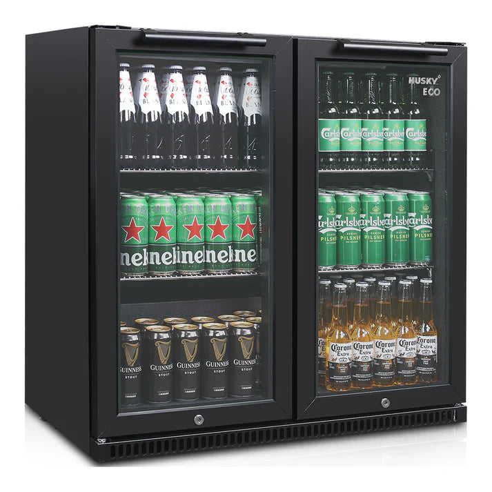 Husky 173L Double Door Eco Back Bar Drinks Chiller Black C2HECO840BKAU