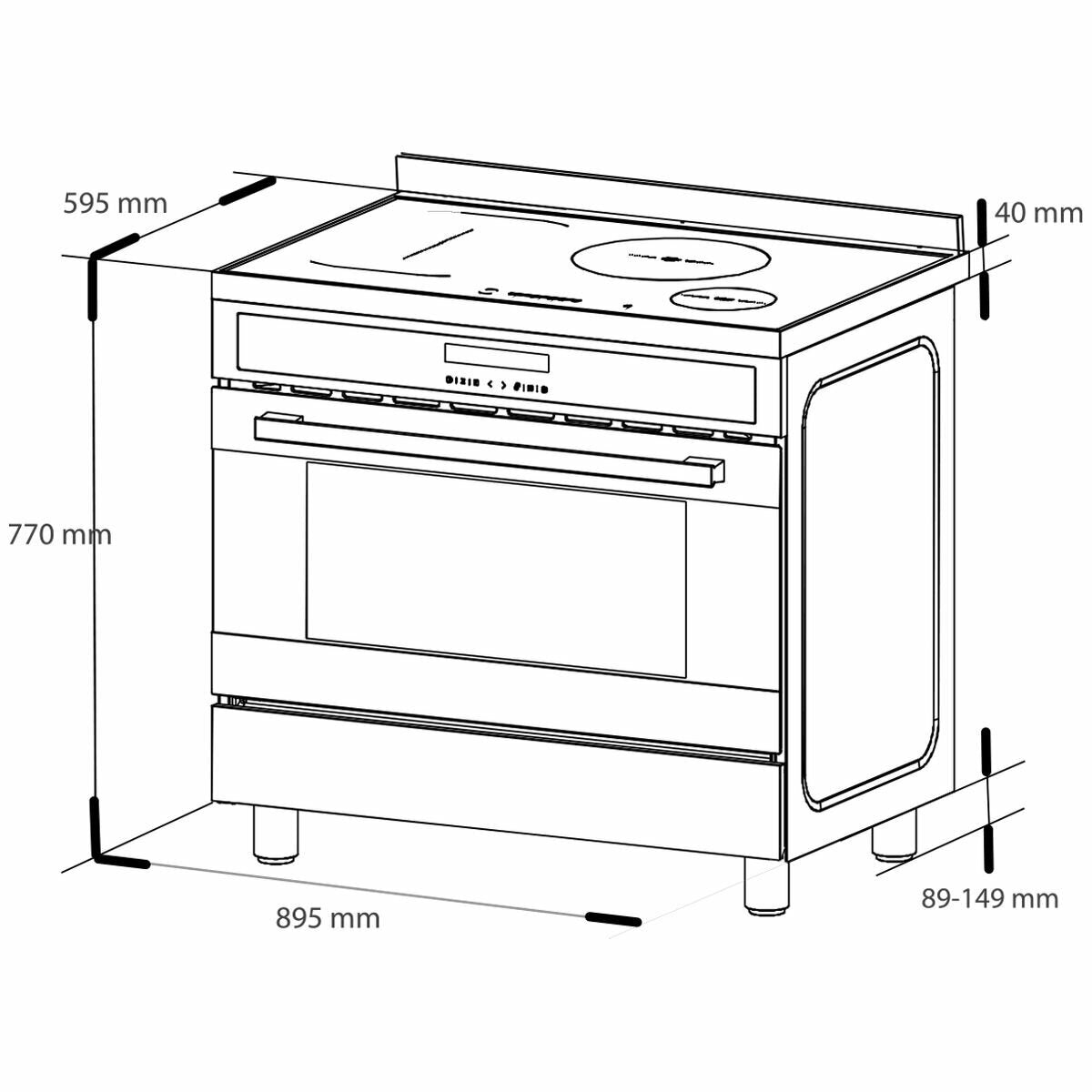 Artusi 90cm Freestanding Induction Oven/Stove CAFI95X