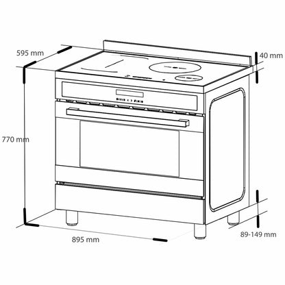 Artusi 90cm Freestanding Induction Oven/Stove CAFI95X