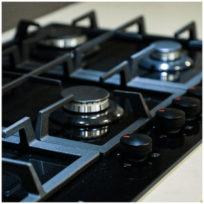 Artusi 90cm Tempered Black Glass Cooktop CAGH9000B