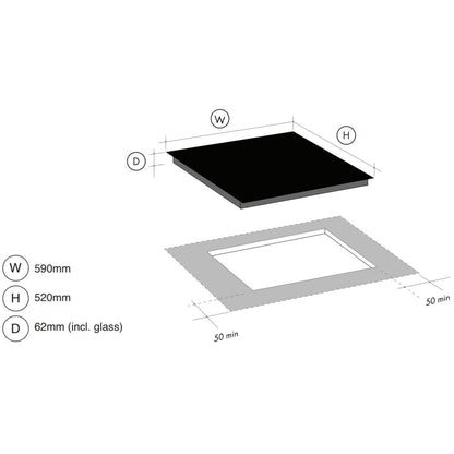 Artusi 60cm White 4 Zone Induction Cooktop CAID6000W