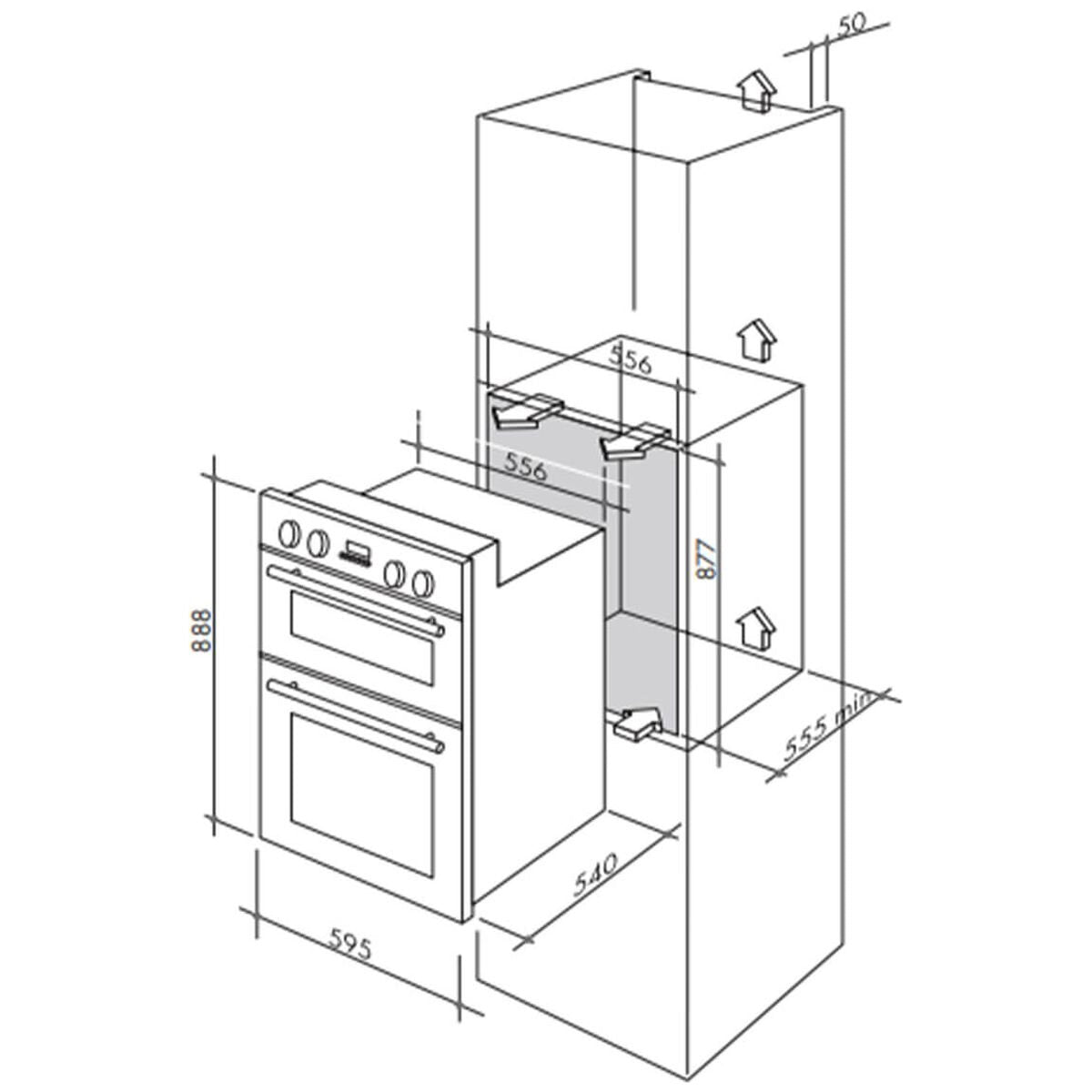 Artusi 60cm Electric Built-In Double Oven CAO888W