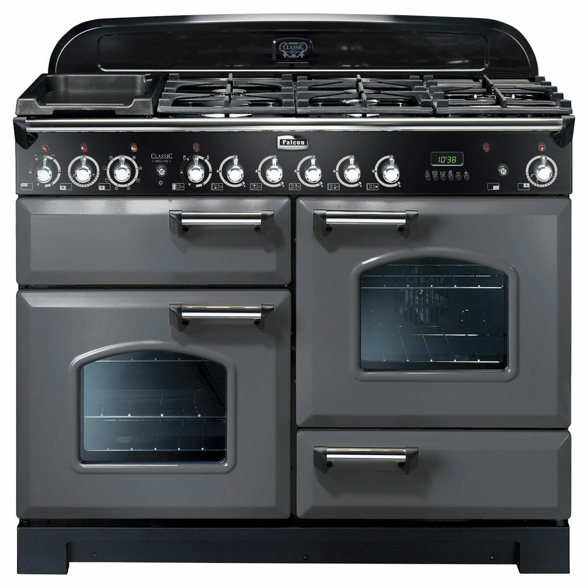 Falcon 110cm Classic Deluxe Freestanding Dual Fuel Oven/Stove Slate and Chrome CDL110DFSL-CH (Ex-Display)