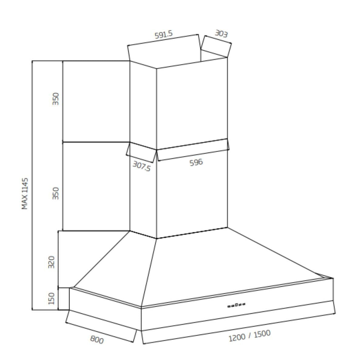 Schweigen 120cm Non Silent Canopy BBQ Rangehood Black CL8912B