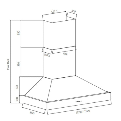 Schweigen 120cm Non Silent Canopy BBQ Rangehood Black CL8912B