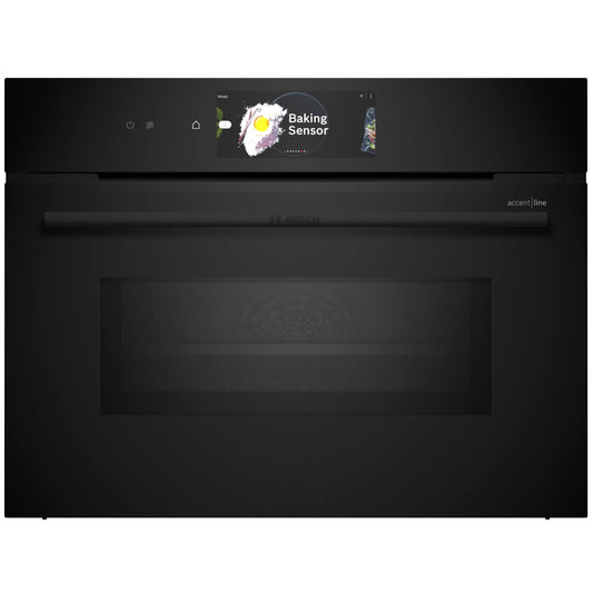 Bosch Series 8 Accentline Built-In Compact Oven with Microwave Function Black CMG978NB1A