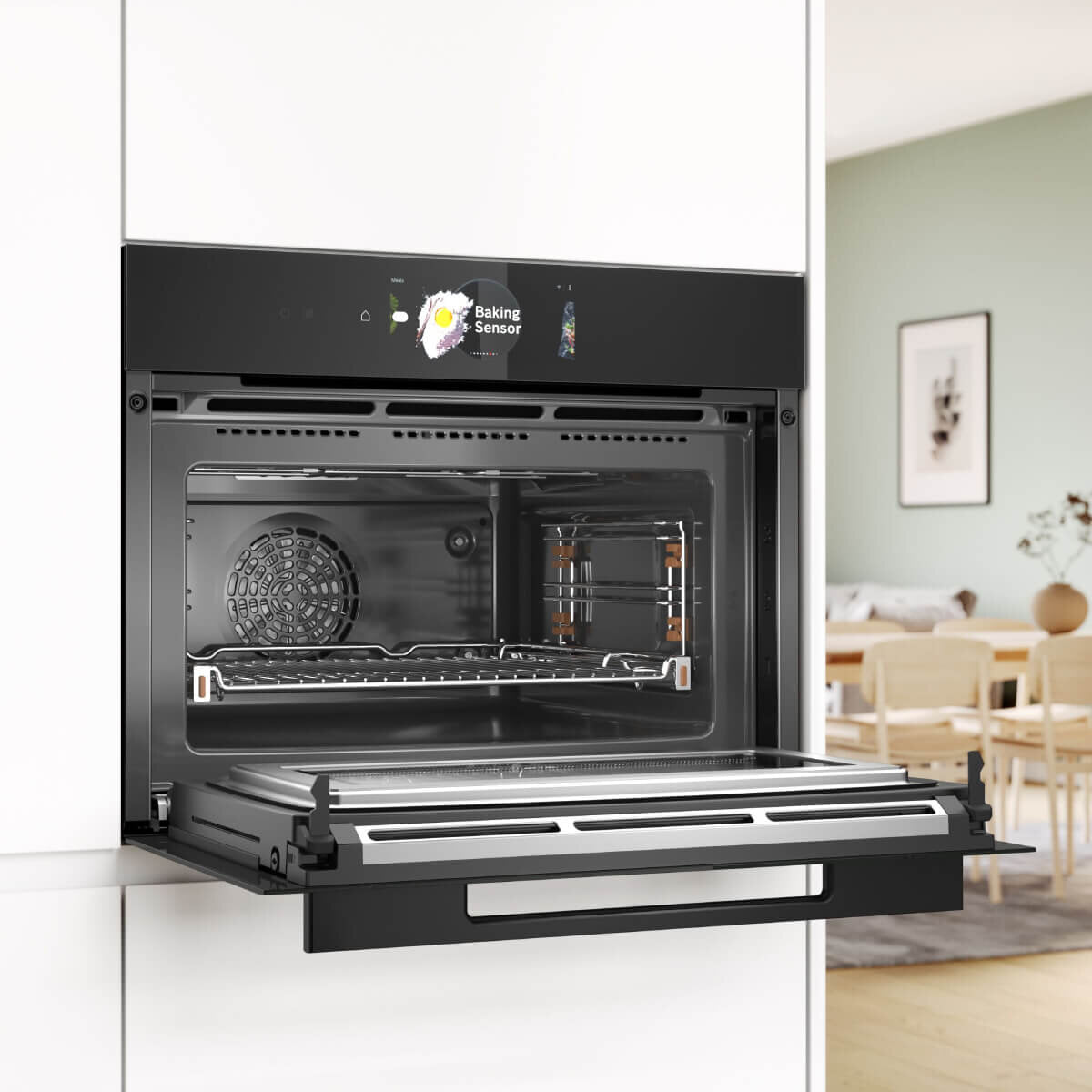 Bosch Series 8 Accentline Built-In Compact Oven with Microwave Function Black CMG978NB1A