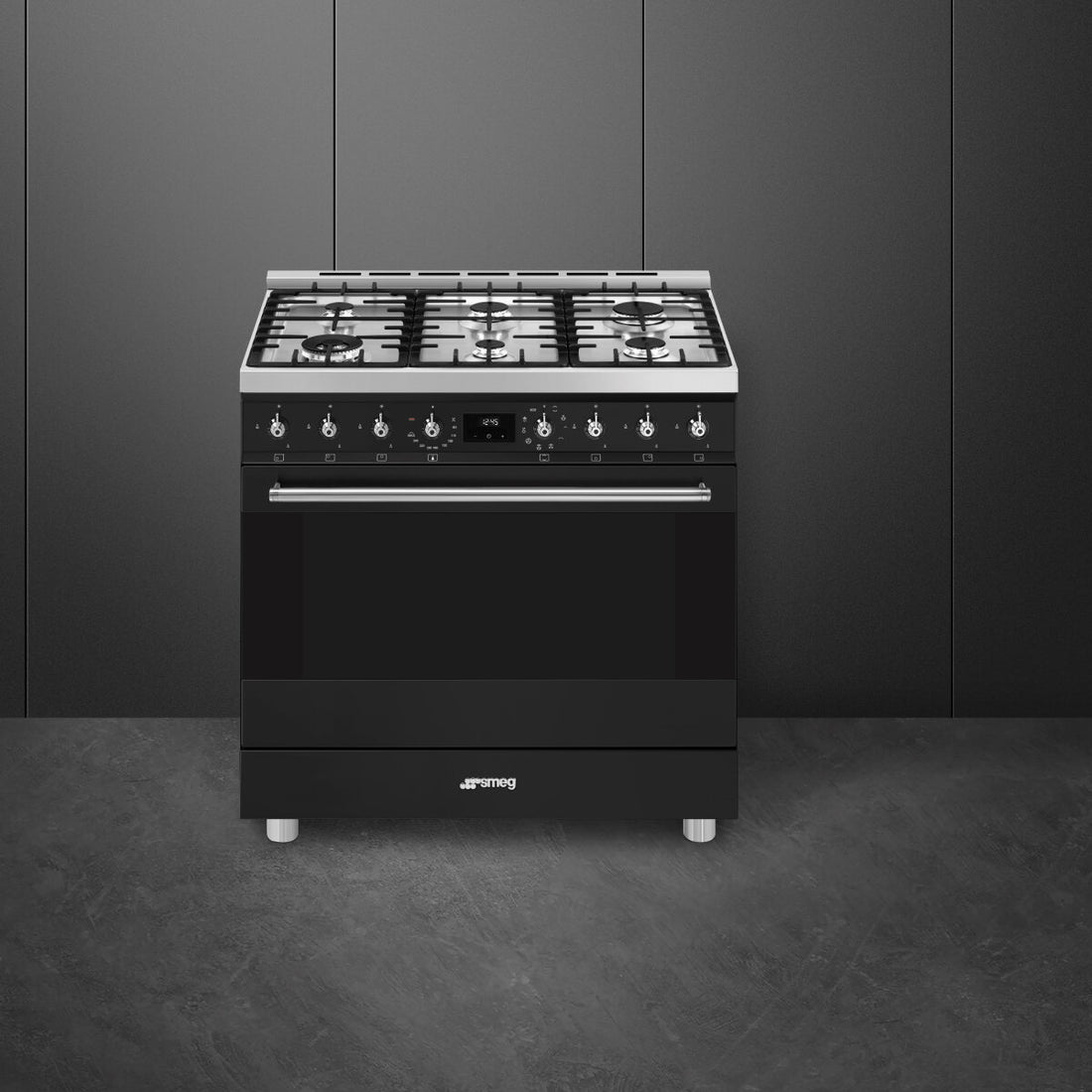 Smeg 90cm Classic Freestanding Dual Fuel Matte Black Stove CS9GMMBA2