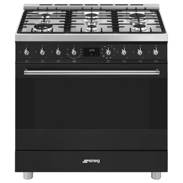 Smeg 90cm Classic Freestanding Pyrolytic Dual Fuel Matte Black Stove CSP9GMMBA2