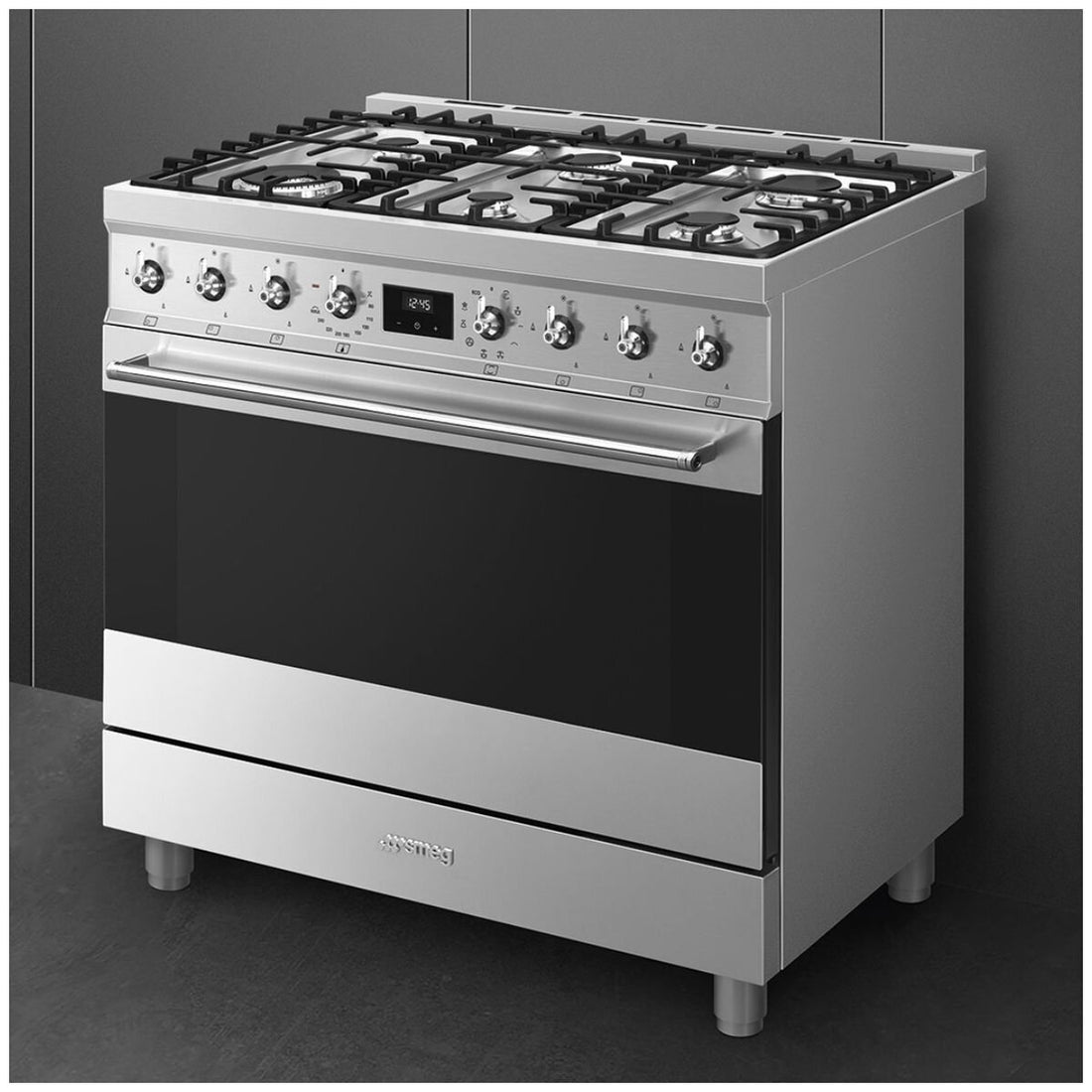 Smeg 90cm Classic Freestanding Pyrolytic Dual Fuel Stainless Steel Stove CSP9GMXA2