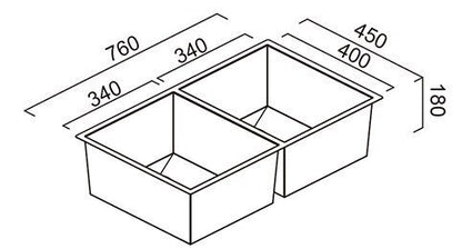 Abey Double Bowl Universal Sink CUA340D