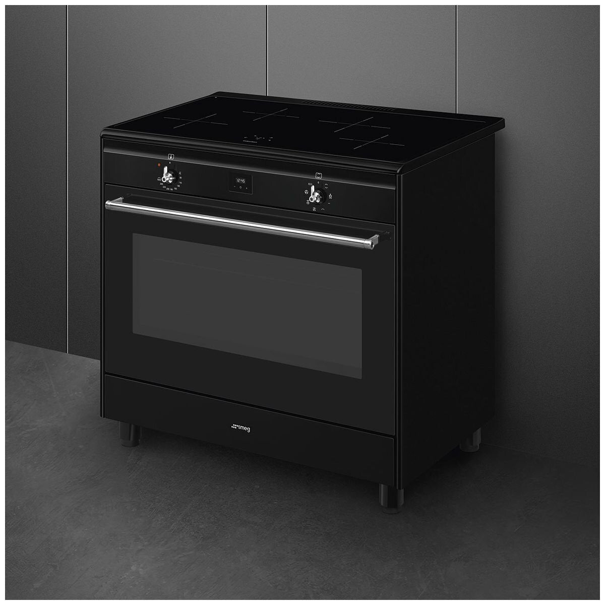 Smeg 90cm Black Induction Upright Oven/Stove CX91IMBL