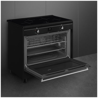 Smeg 90cm Black Induction Upright Oven/Stove CX91IMBL