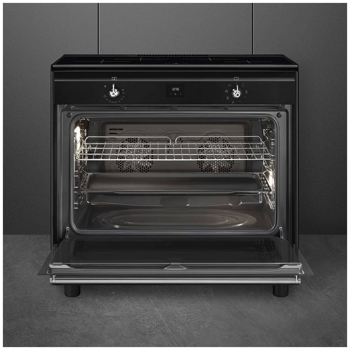 Smeg 90cm Black Induction Upright Oven/Stove CX91IMBL