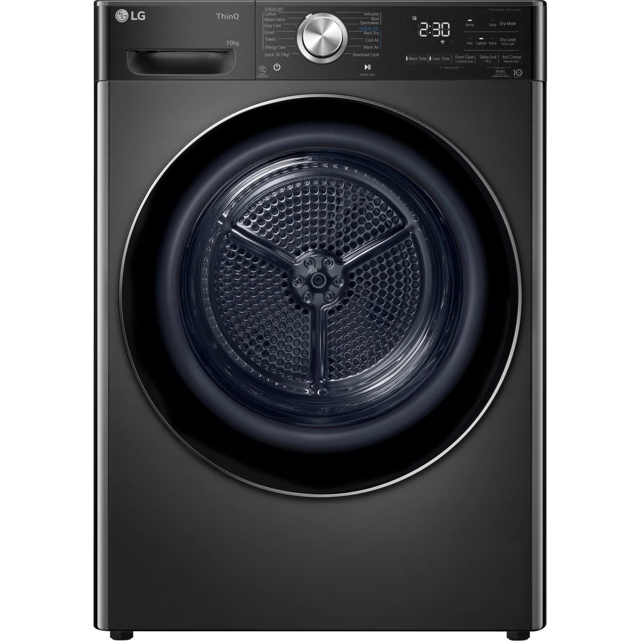 LG 10kg Series 10 Heat Pump Dryer Black Steel DVH10-10B