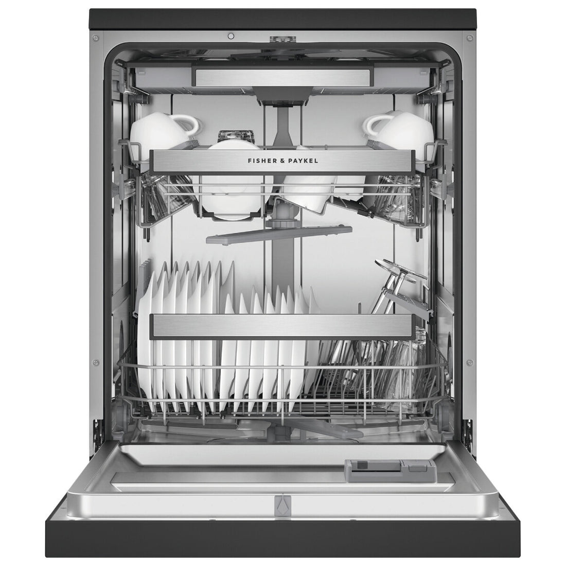 Fisher & Paykel Series 7 Contemporary Freestanding Dishwasher Black Steel DW60FC4B2