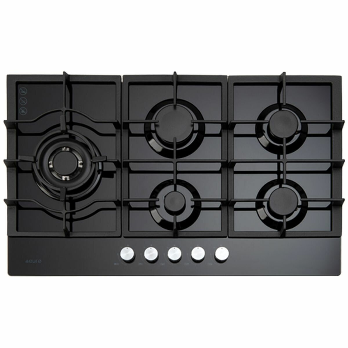 Euro Appliances 90cm Black Tempered Glass Gas Cooktop ECT900GBK2